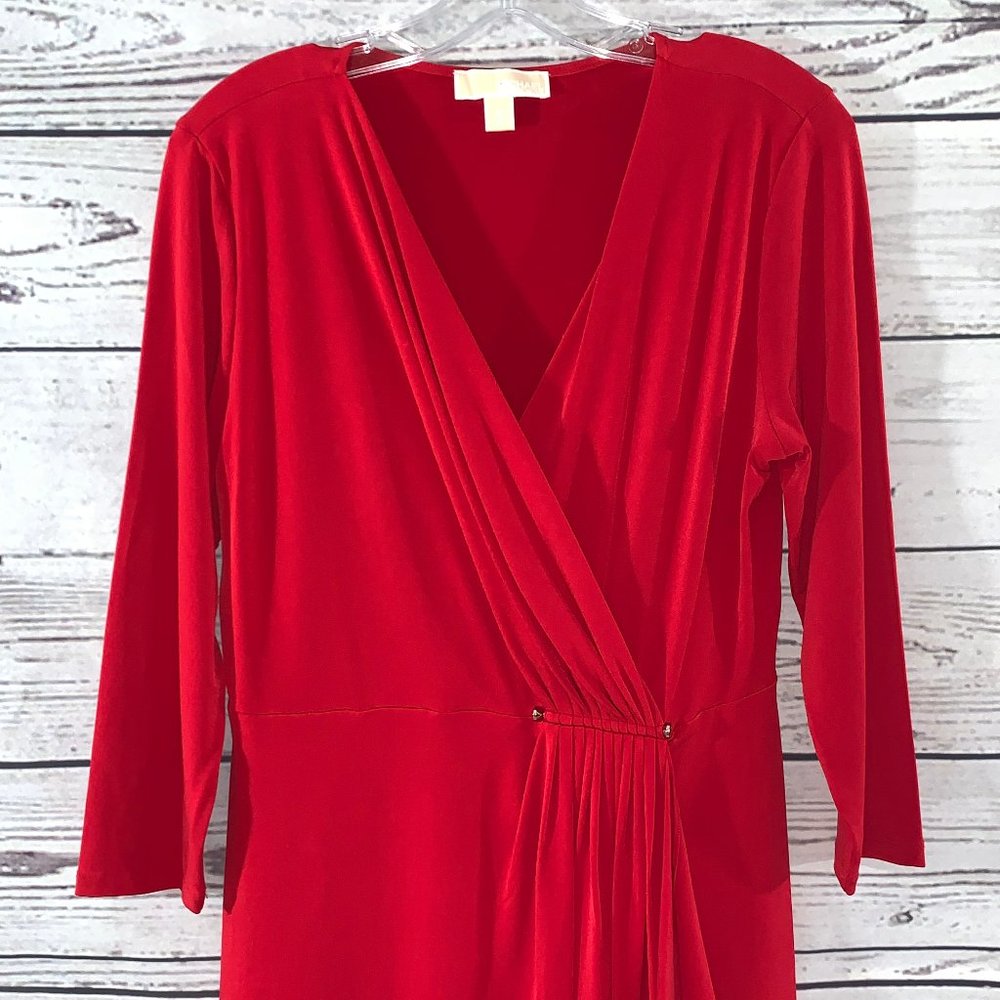 Like New MICHAEL KOHRS Christmas Sleeky Red  Dress - Picture 2 of 5